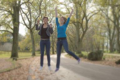  Teenage cousins enjoying Cornwall Park